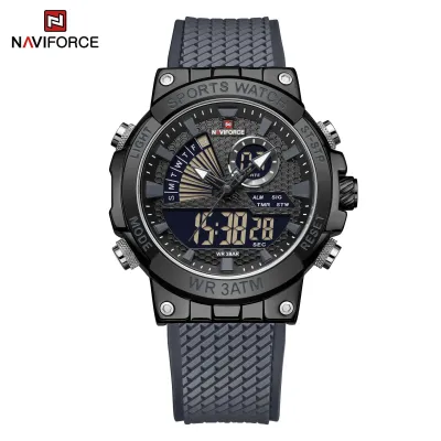 NAVIFORCE 9219 Creative Multifunction Man Wristwatches TPU Strap LCD Display Electronic Watches for Men Casual Wild Male Clock
